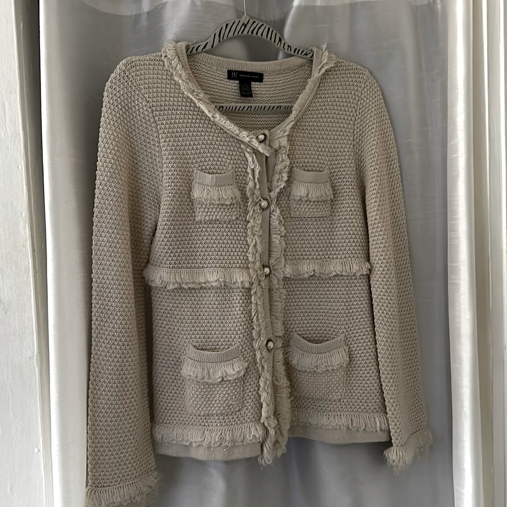 Chanel-esc fringed cardigan